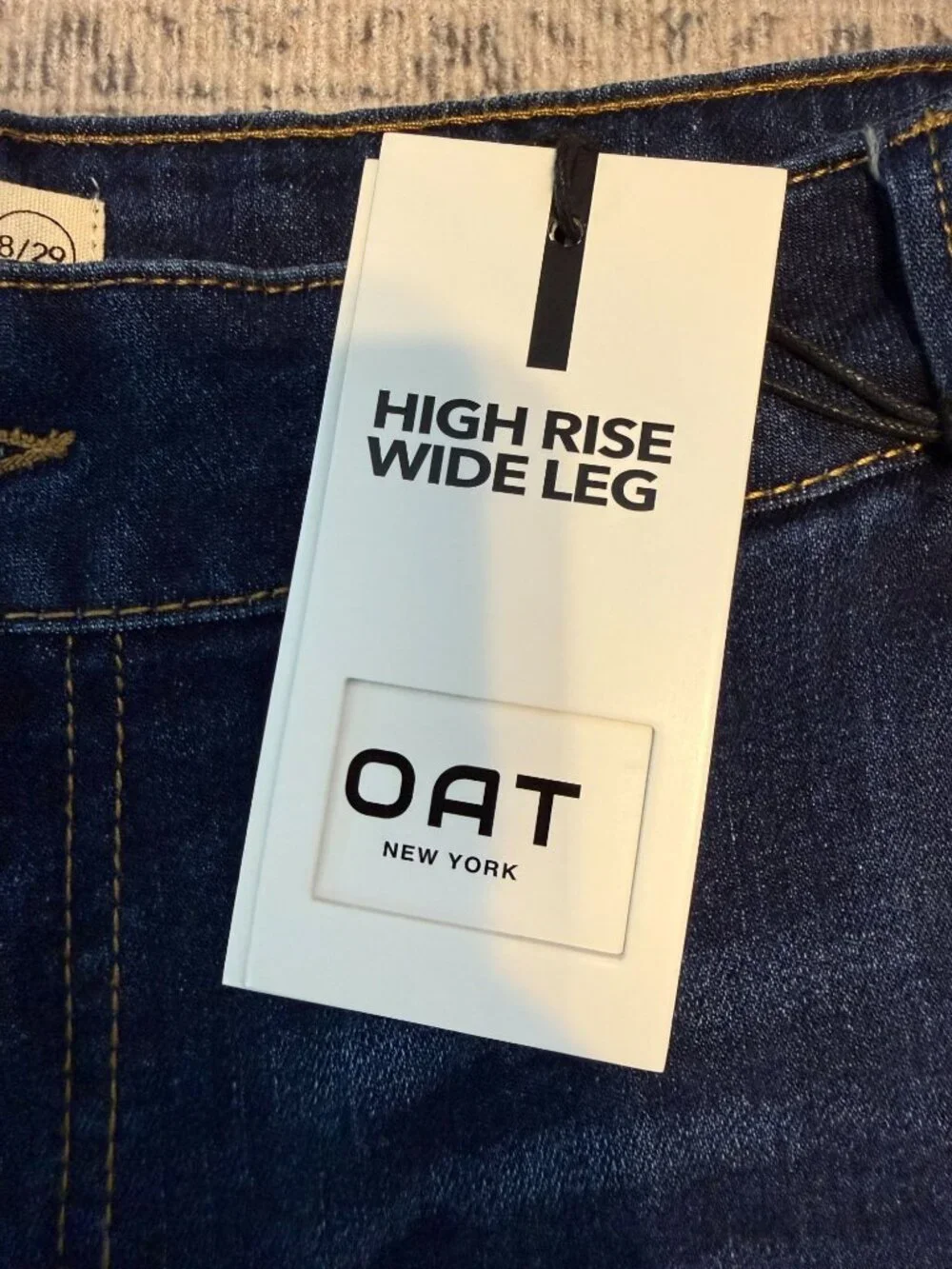 OAT New York High Rise Wide Leg Blue Jeans Size 8/29 Raw Hem Classic Modern
